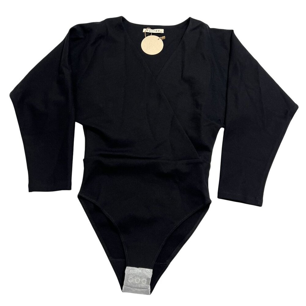 PATTON Cross Wrap Bodysuit in Black